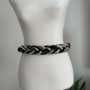Vintage 80s Braided Satin Fabric/Rope/Cord Belt